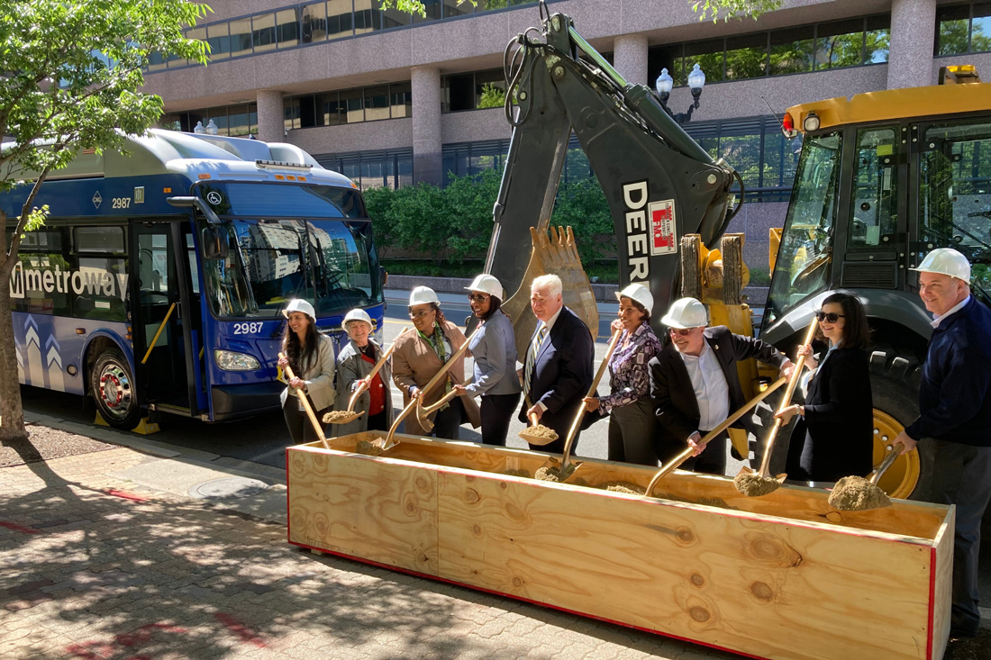 NVTA celebrated project progress, marking the start of construction on the Pentagon City Transitway Extension.