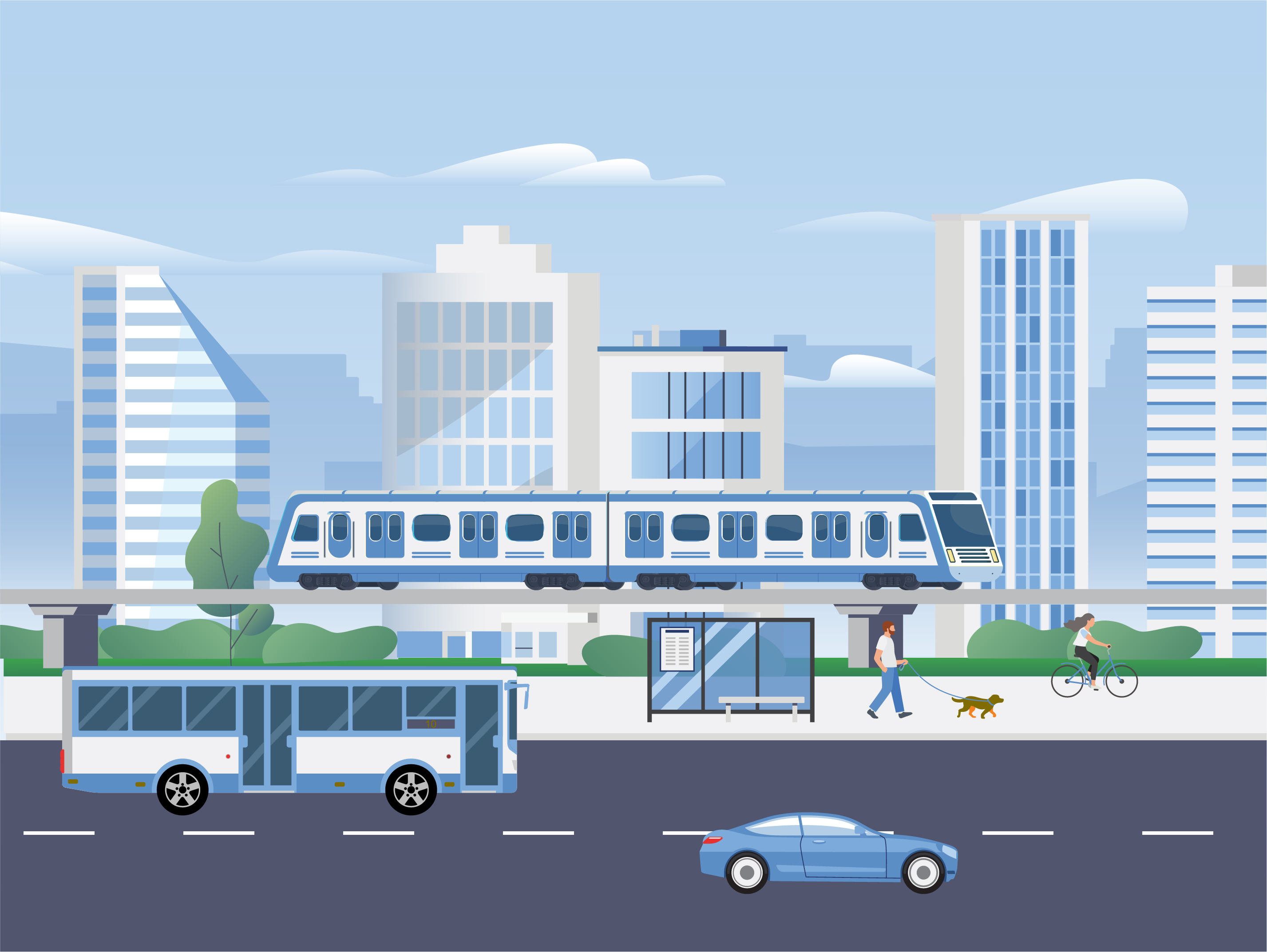 Graphic of many forms of transportation